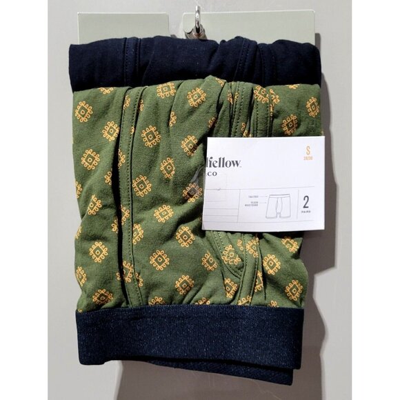 Goodfellow Men Small 28/30 Green Geo & Black 2 Count Pack Boxer Briefs DMG PKG - Picture 1 of 5